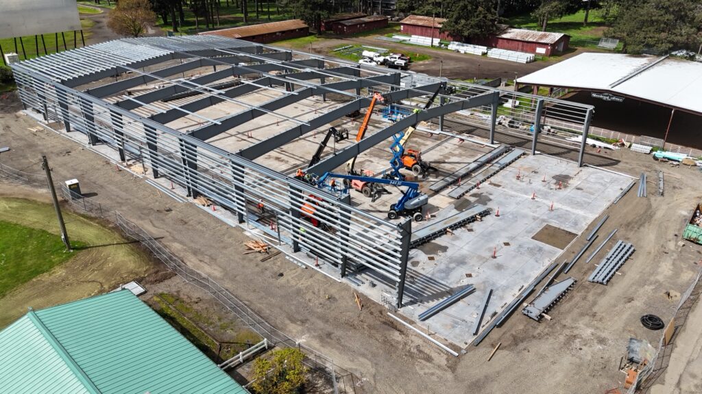 Steel being erected.
